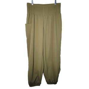 Grawell olive green high rise harem pants Size XL